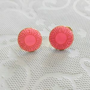 NEON PINK Vintage Little Enameled Aztec Earrings